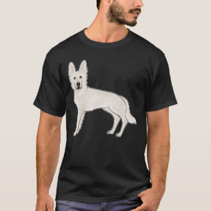 Witte Zwitserse Herder Witte GSD Schattigee Cartoo T-shirt