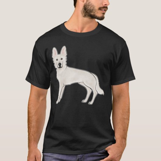 Witte Zwitserse Herder Witte GSD Schattigee Cartoo T-shirt (Voorkant)