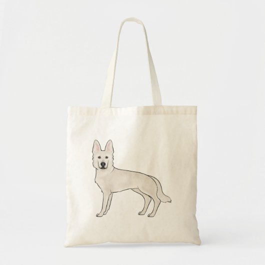 Witte Zwitserse Herder Witte GSD Schattigee Cartoo Tote Bag (Voorkant)
