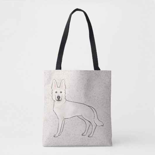 Witte Zwitserse Herder Witte GSD Schattigee Cartoo Tote Bag (Voorkant)