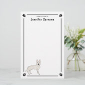 Witte Zwitserse Herder Witte GSD Schattigee Hond m Briefpapier (Staand voorkant)