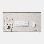 Witte Zwitserse Herder Witte GSD Schattigee Hond m Bureaumat (Keyboard & Muis)