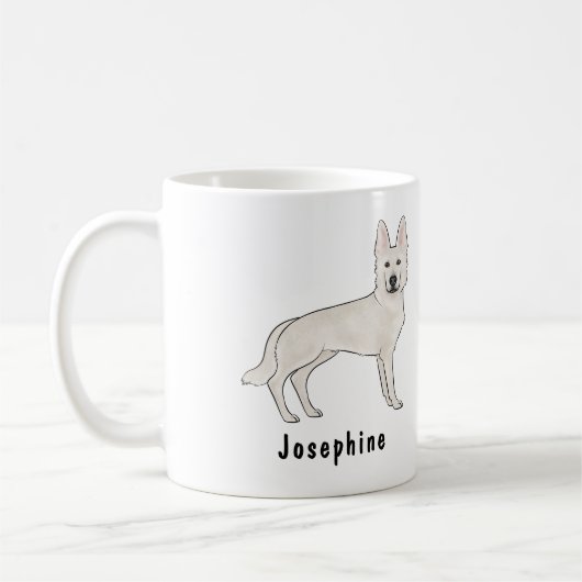 Witte Zwitserse Herder Witte GSD Schattigee Hond m Koffiemok (Links)