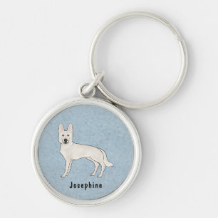 Witte Zwitserse Herder Witte GSD Schattigee Hond m Sleutelhanger
