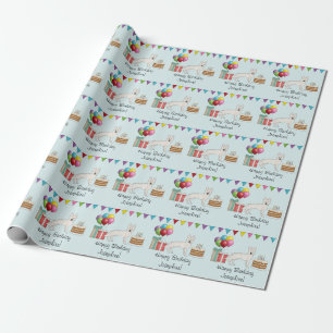 Witte Zwitserse Herdershond GSD Kleurrijke Gelukki Cadeaupapier