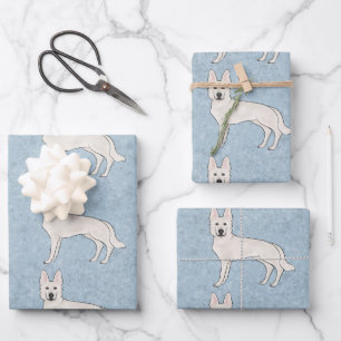 Witte Zwitserse Herdershond Witte GSD Cartoon Hond Inpakpapier Vel