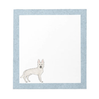 Witte Zwitserse Herdershond Witte GSD Cartoon Hond Notitieblok