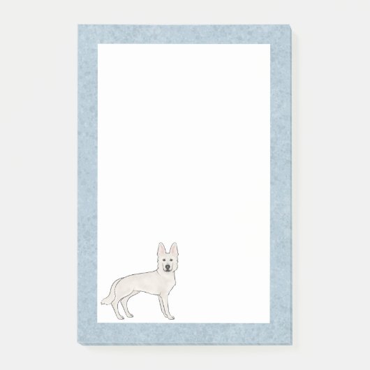 Witte Zwitserse Herdershond Witte GSD Cartoon Hond Post-it® Notes (Voorkant)