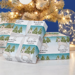 Witte Zwitserse Herdershond Witte GSD Hond Winter Cadeaupapier