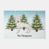 Witte Zwitserse Herdershond Witte GSD Hond Winter Deurmat (Voorkant)