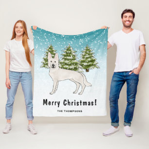 Witte Zwitserse Herdershond Witte GSD-hond Winterb Fleece Deken