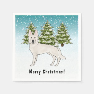 Witte Zwitserse Herdershond Witte GSD-hond Winterb Servet