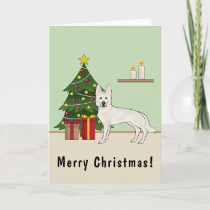 Witte Zwitserse Herdershond Witte GSD Kerstboom Kaart