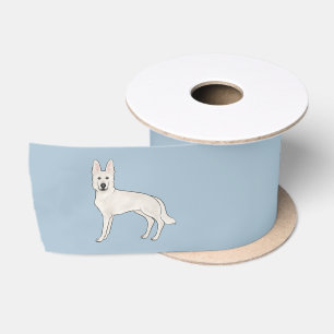 Witte Zwitserse Herdershond Witte GSD Lieve Tekenf Satijnen Lint