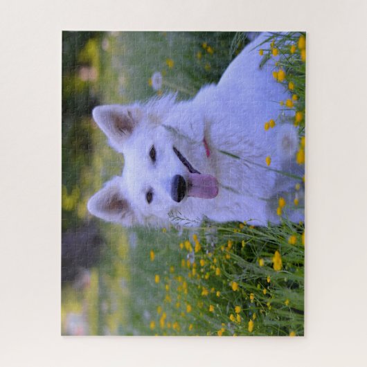 Witte Zwitserse Shepherd Dog Jigsaws. Legpuzzel (Verticaal)