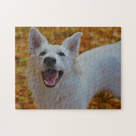 Witte Zwitserse Shepherd Dog Jigsaws. Legpuzzel (Horizontaal)