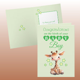 Wittebroertje gefeliciteerd giraffe groen kaart