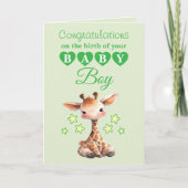Wittebroertje gefeliciteerd giraffe groen kaart (Voorkant)