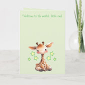 Wittebroertje gefeliciteerd giraffe groen kaart (Achterkant)