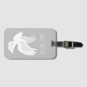 Witteduif op grijs bagagelabel (Voorkant (horizontaal))