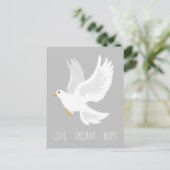 Witteduif op grijs briefkaart (Staand voorkant)