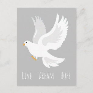 Witteduif op grijs briefkaart