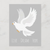 Witteduif op grijs briefkaart (Voorkant)