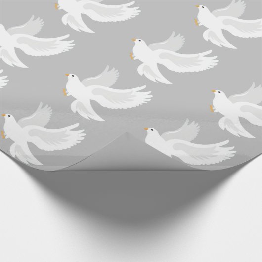 Witteduif op grijs cadeaupapier (Hoek)