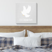 Witteduif op grijs canvas afdruk (Insitu (Slaapkamer))