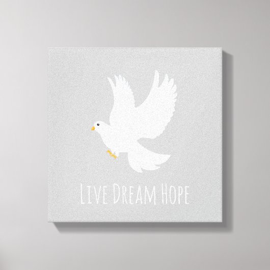 Witteduif op grijs canvas afdruk (Voorkant)