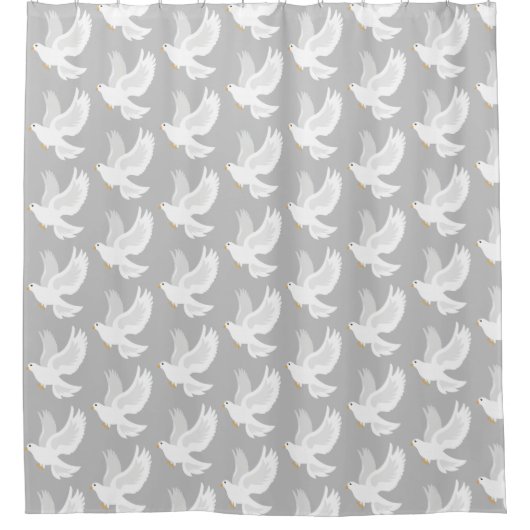Witteduif op grijs douchegordijn (Voorkant)