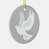 Witteduif op grijs keramisch ornament (Rechts)