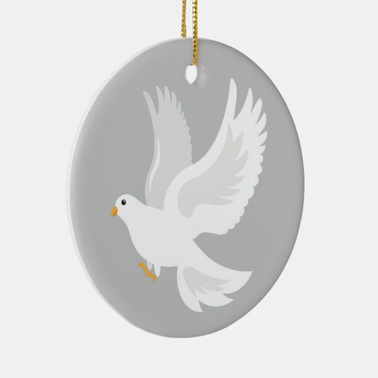 Witteduif op grijs keramisch ornament (Rechts)