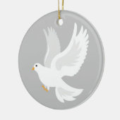 Witteduif op grijs keramisch ornament (Links)