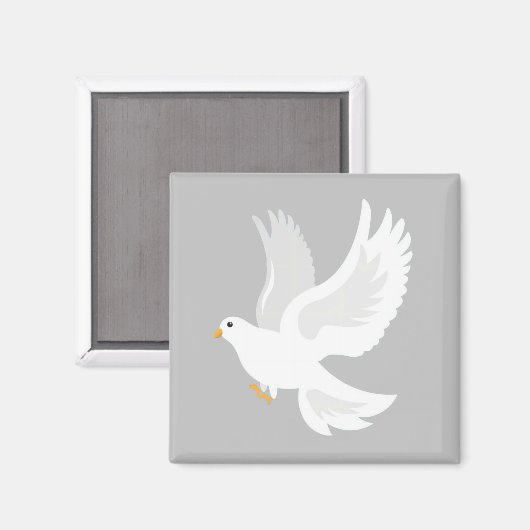 Witteduif op grijs magneet (Voorkant / Achterkant)