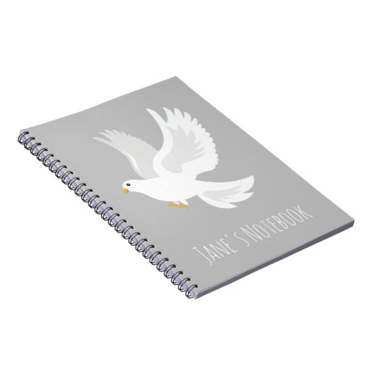 Witteduif op grijs notitieboek (Rechterzijde)