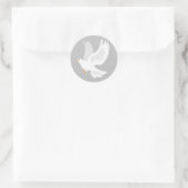 Witteduif op grijs ronde sticker (Tas)