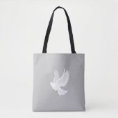 Witteduif op grijs tote bag (Voorkant)
