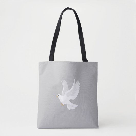 Witteduif op grijs tote bag (Voorkant)