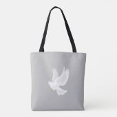 Witteduif op grijs tote bag (Achterkant)