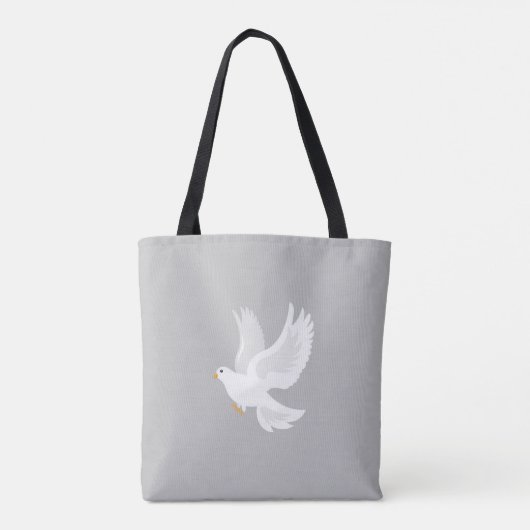 Witteduif op grijs tote bag (Achterkant)