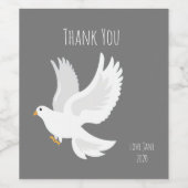 Witteduif op grijs wijn etiket (Enkel label)