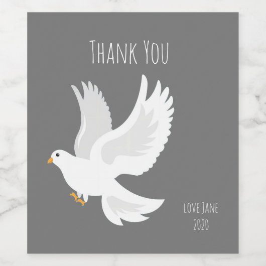 Witteduif op grijs wijn etiket (Enkel label)