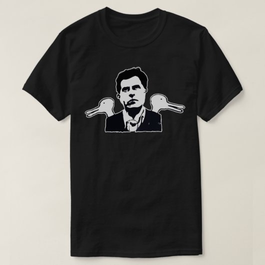 Wittgenstein met RabbitDucks Philosophy Design T-shirt (Design voorkant)