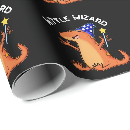 Wittle Wizard Funny Lizard Pun Dark BG Cadeaupapier (Rol Hoek)