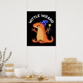 Wittle Wizard Funny Lizard Pun Dark BG Poster (Keuken)