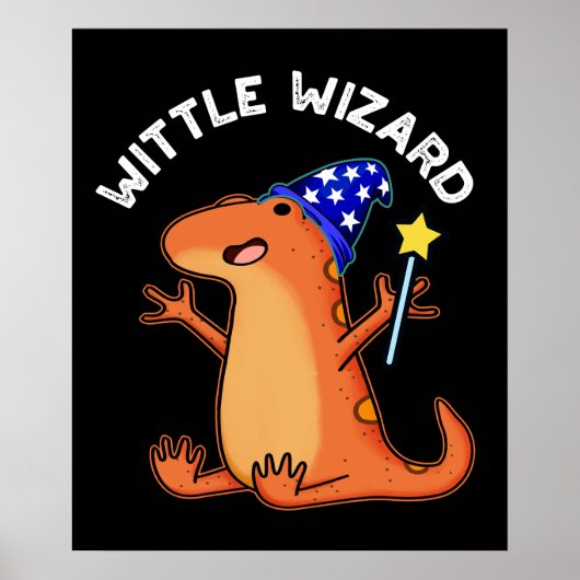 Wittle Wizard Funny Lizard Pun Dark BG Poster (Voorkant)