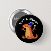 Wittle Wizard Funny Lizard Pun Dark BG Ronde Button 5,7 Cm (Voorkant /achterkant)