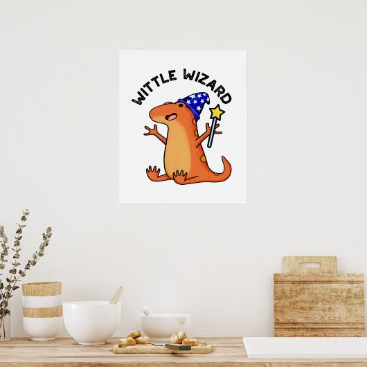 Wittle Wizard Funny Lizard Pun Poster (Keuken)