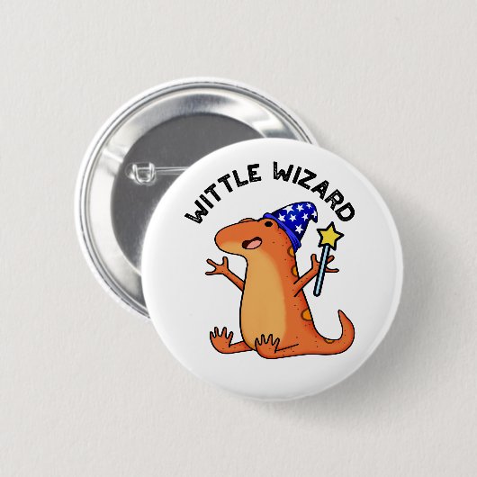 Wittle Wizard Funny Lizard Pun Ronde Button 5,7 Cm (Voorkant /achterkant)
